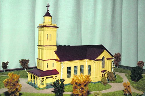 Kopia av Karleby gamla kyrka som brann 1958.