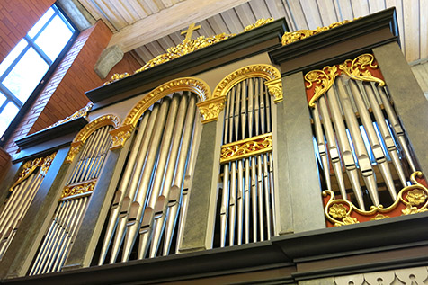 Orgelpiporna till orgeln i Marie förrättningskapell.