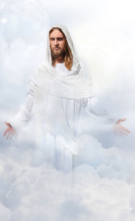 Jesus bland molnen.