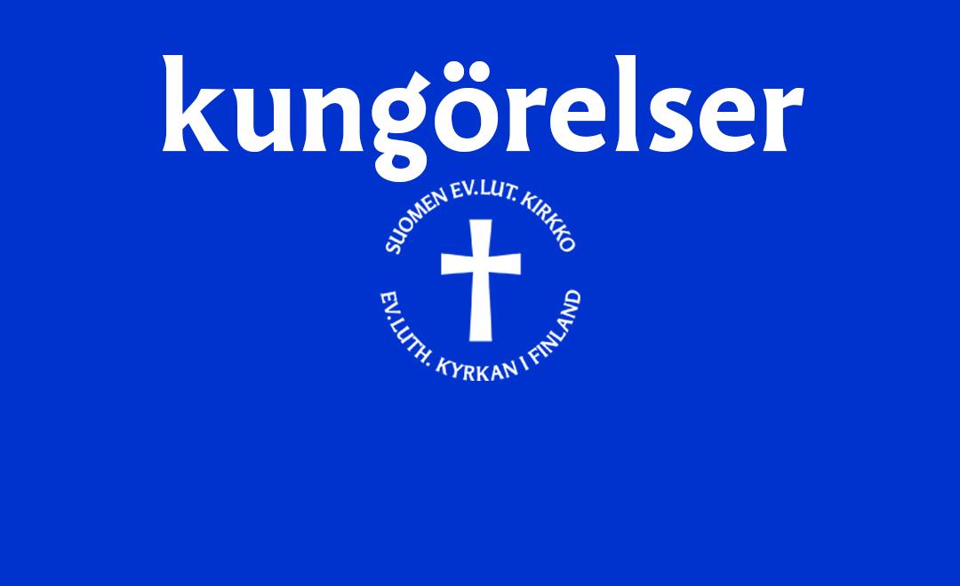 Blå bakgrund. Vit text 