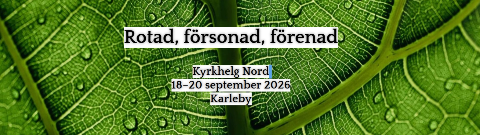 Rotad, försonad, förenad. Kyrkhelg Nord 18-20 september 2026 i Karleby.